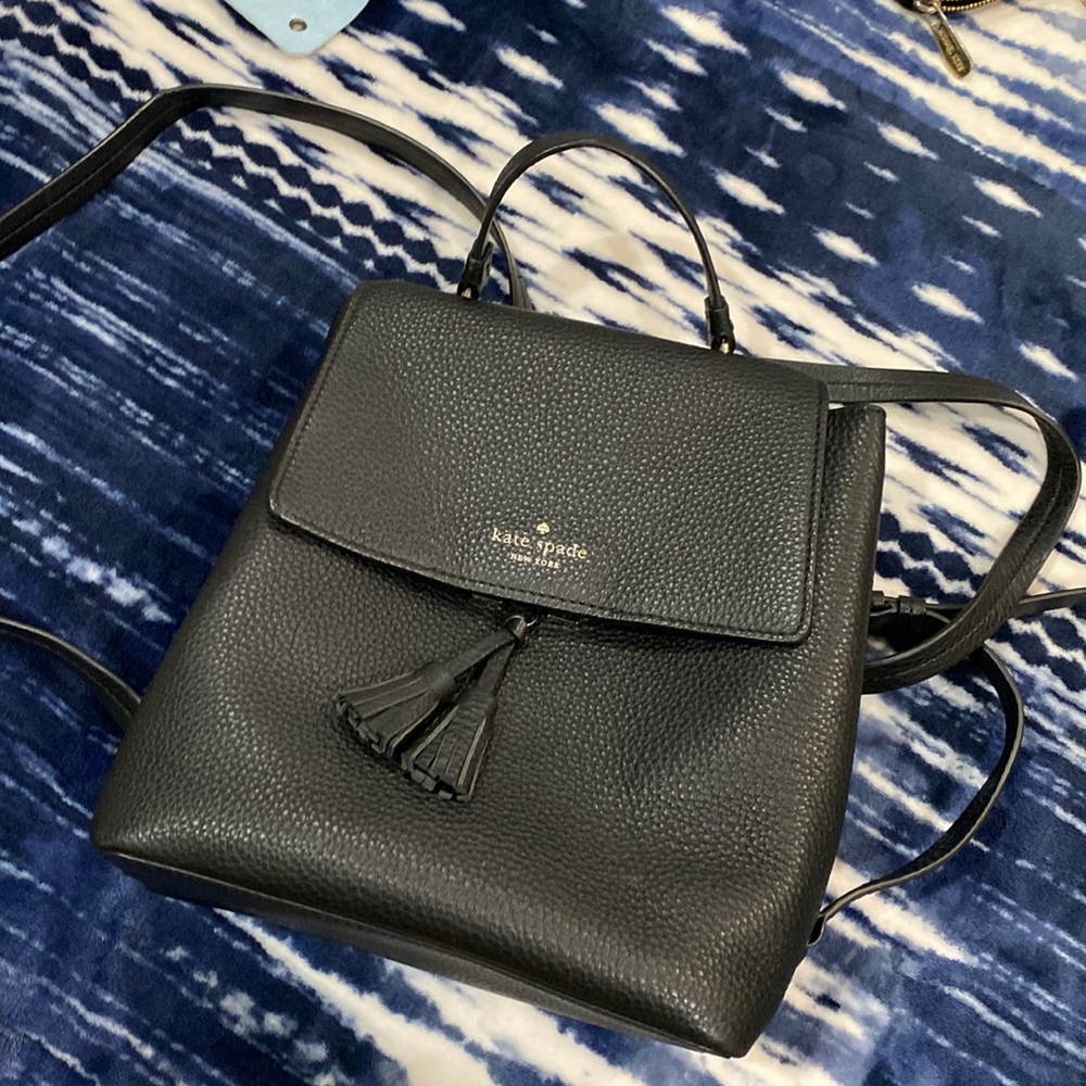 Kate spade black leather backpack